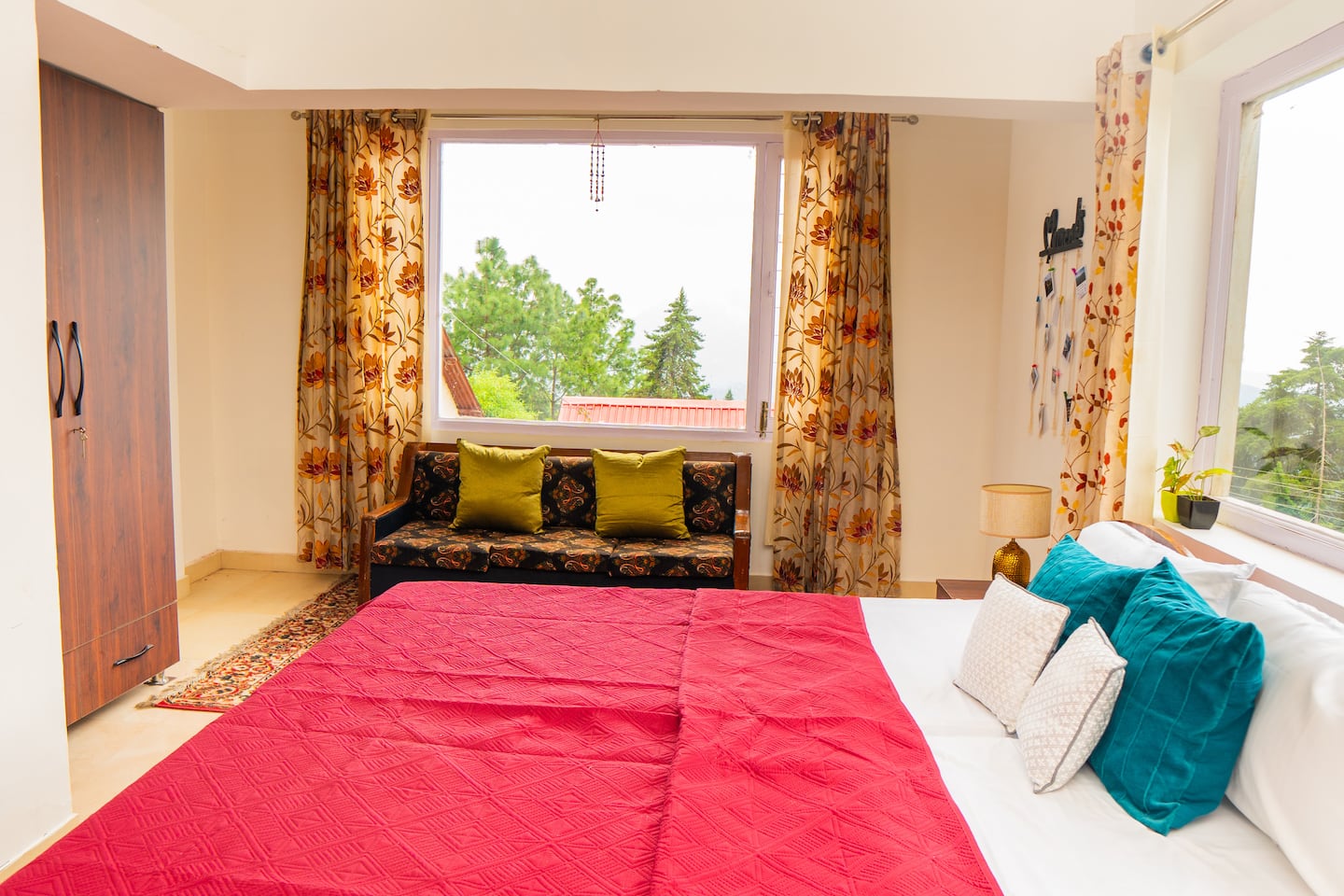 Bedroom with a window seat and valley view